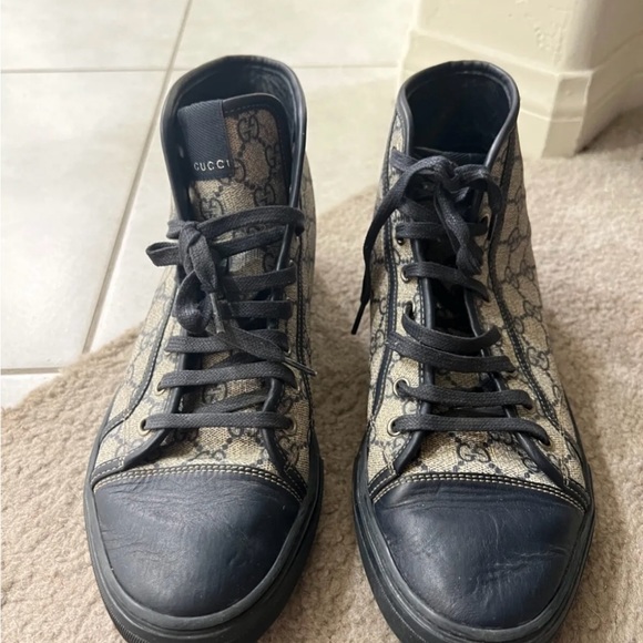 Gucci GG Brooklyn California High Top leather Logo monogram canvas sneakers shoe - Picture 10 of 13